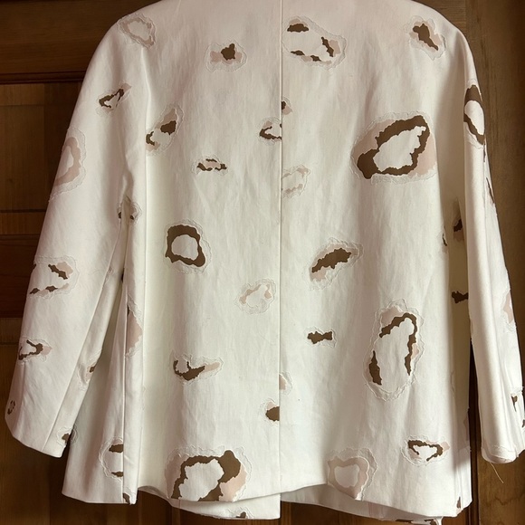 Massimo Dutti White Cream/TAN Single Button Cotton Blazer Jacket SIZE 8 - Picture 4 of 8